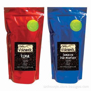 Coffee Bags with Excellent Valve, Stand Up and Side Gusset, High-oxygen Barrier, Light Barrier